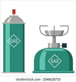 Gas cylinders. Metal tanks with industrial liquefied compressed oxygen, petroleum, LPG propane gas containers and bottles set. Gas cylinders with high pressure and valves