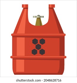 Gas cylinders. Metal tanks with industrial liquefied compressed oxygen, petroleum, LPG propane gas containers and bottles set. Gas cylinders with high pressure and valves