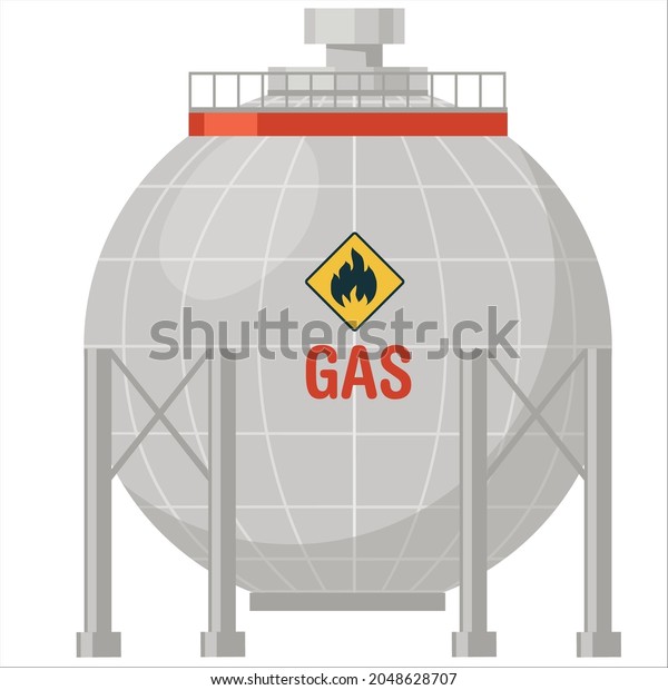 Gas cylinders.\
Metal tanks with industrial liquefied compressed oxygen, petroleum,\
LPG propane gas containers and bottles set. Gas cylinders with high\
pressure and valves
