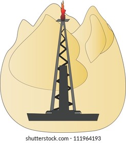 Gas derrick in desert.