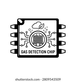 Gas Detection Chip Silhouette Vector Icon