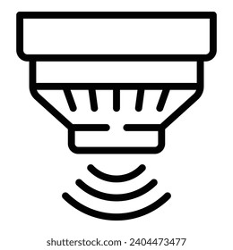 Vector de contorno de icono del detector de gases. Filtración tóxica en el hogar. Comprobación del fuego del humo