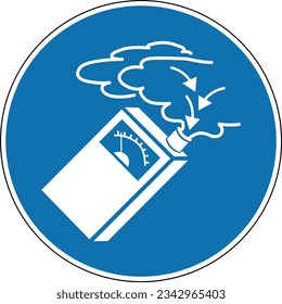 Gas detector sign. Mandatory sign. Round blue sign. Hazardous vapors or gases. Gas leak.