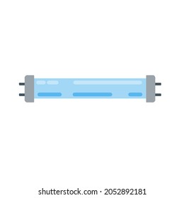 Gas discharge lamp. Blue light bulb. Lighting device. Flat design