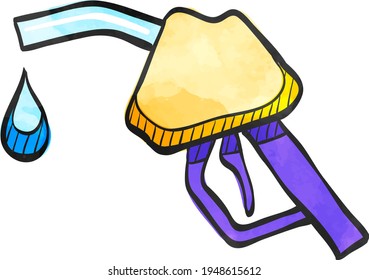 Gas Dispenser Icon In Color Drawing. Oil Gasoline Fuel Petroleum Pollution