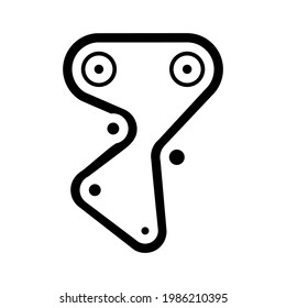 gas distribution mechanism belt gdm car glyph icon vector. gas distribution mechanism belt gdm car sign. isolated contour symbol black illustration