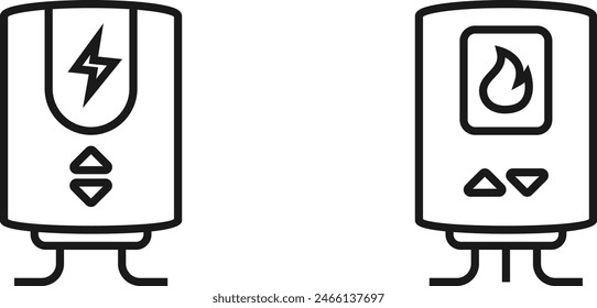 Gas and electric boiler icon. water heater system symbol.