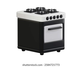 Gas or Electric stove 3d render concept of home equipment for cooking food in kitchen vector illustration