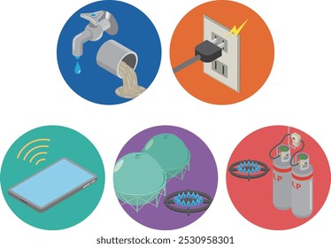 Gas and electricity lifeline icon illustration