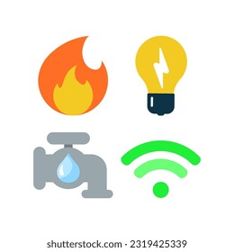 Gas, electricity, water, internet. Utilities Icon set concept illustration flat design vector eps10