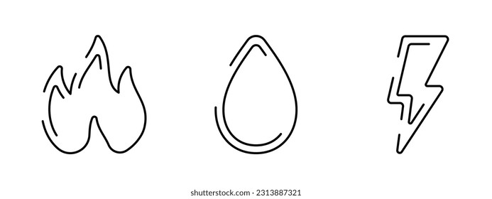 Leitungssymbol für Gas, Strom, Wasser und öffentliche Versorgungseinrichtungen. Bearbeitbare Strich-Illustration