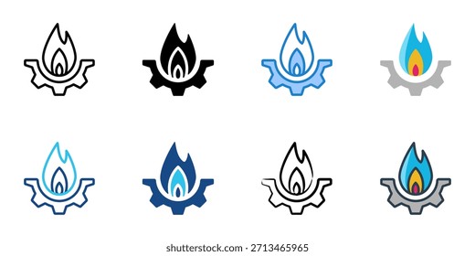 Gas energy icon set multiple style vector collection. Editable Stroke 
