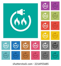 Gas energy multi colored flat icons on plain square backgrounds. Included white and darker icon variations for hover or active effects.