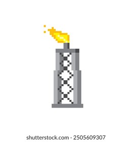 Gas extraction tower pixel art icon. Design for logo, web, mobile app, sticker, badges and patches. Video game sprite. 8-bit. Isolated vector illustration.