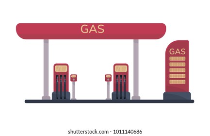 Gas filling or petrol station. Vector illustration isolated on white background