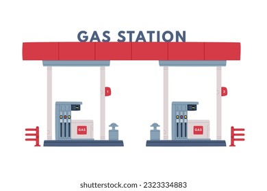 Gas Filling Station with Gasoline Pump as Facility with Fuel for Motor Vehicle Vector Illustration svg