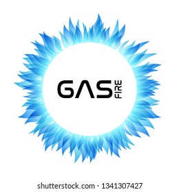 Gas fire decoration elements collection. Circle frame.