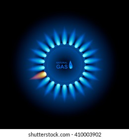 Gas flame with blue reflection. Vector background. EPS 10.