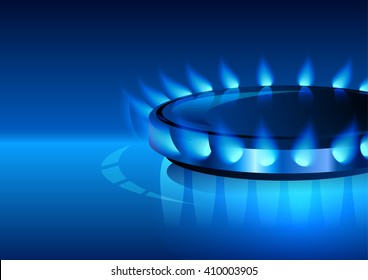 Gas flame with blue reflection. Vector background. EPS 10.