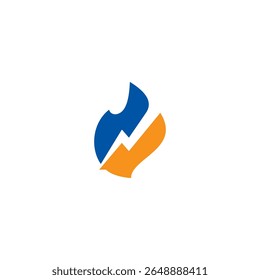 Gas o llama y electricidad o diseño de logotipo o icono de rayo