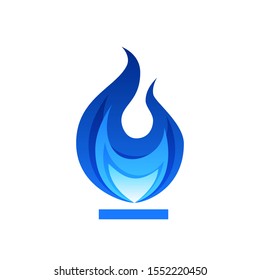 Gas flame icon. Blue fire pictogram. Vector illustration isolated on a white background in flat style.