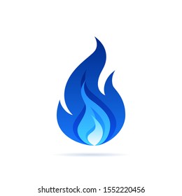 Gas flame icon. Blue fire pictogram. Vector illustration isolated on a white background in flat style.