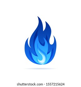 Gas flame icon. Blue fire pictogram. Vector illustration isolated on a white background in flat style.