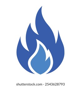 Gas flame icon. Blue fire pictogram Vector illustration isolated on a white background in flat style.