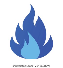 Gas flame icon. Blue fire pictogram Vector illustration isolated on a white background in flat style.