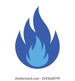 Ícone de chama de gás. Pictograma de fogo azul Ilustração vetorial isolada em um fundo branco em estilo plano.
