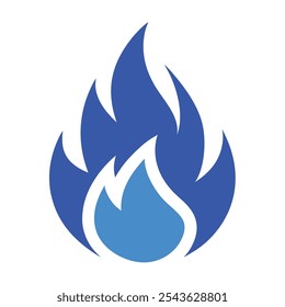 Gas flame icon. Blue fire pictogram Vector illustration isolated on a white background in flat style.