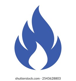 Icono de llama de gas. Ilustración vectorial azul del pictograma del fuego aislada en un fondo blanco en estilo plano.