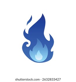 Pictograma azul del fuego del icono de la llama del gas, Vector azul de la ilustración del diseño del logotipo del fuego aislado en el fondo blanco