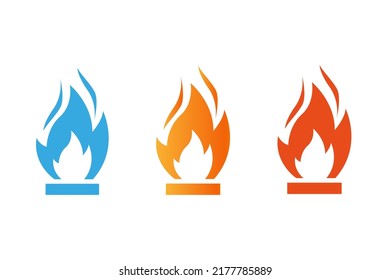 Gas flame icon. Different colors pictogram isolated on white background in flat style. Vector illustration
