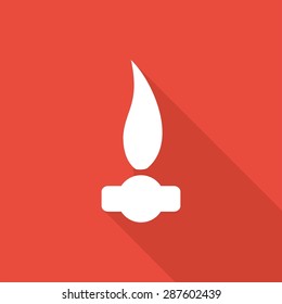 Gas Flame Icon with a long shadow