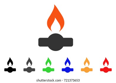 Gas Flame icon. Vector illustration style is a flat iconic gas flame symbol with black, grey, green, blue, red, orange color versions. Designed for web and software interfaces.