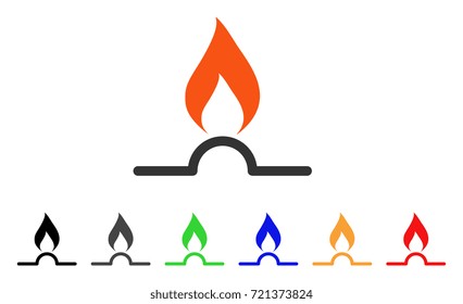 Gas Flame icon. Vector illustration style is a flat iconic gas flame symbol with black, grey, green, blue, red, orange color variants. Designed for web and software interfaces.