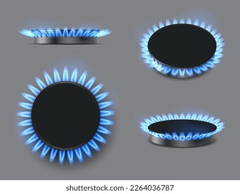 Gas flame realistic. Kitchen stove burning decent vector template gas oven