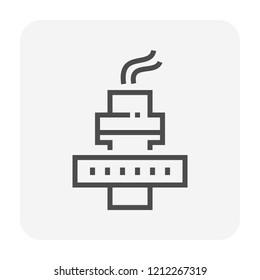 Gas flare, flare stack and flame vector icon. Combustion device for industry i.e. petroleum refinery, chemical and natural gas processing plant, oil gas extraction site, oil gas well. 64x64 pixel.