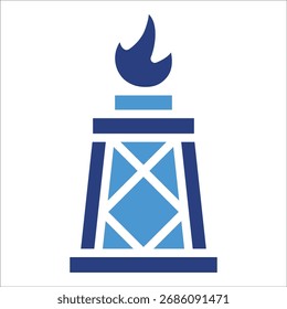 Gas Flare Tower Icon Element For Design