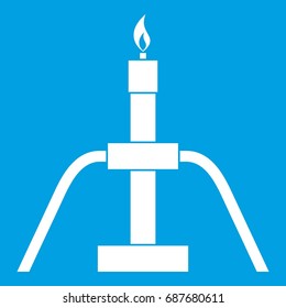 Gas flaring icon white isolated on blue background vector illustration