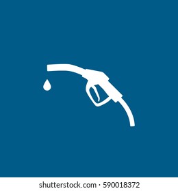 Icono plano del dispensador de combustible de gas sobre fondo azul