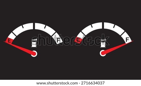 Gas and fuel gauge meter full and empty icon set vector illustration