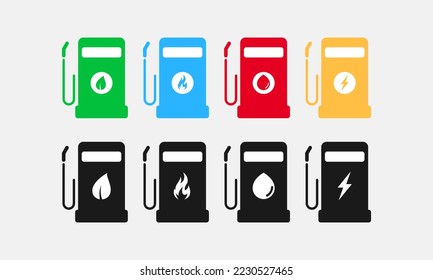 Gas fuel, hydrogen, electric and biodiesel station, Gas station icon