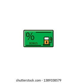 Gas, fuel loyalty, bonus or discount card in flat color line design. Reward program of petrol service pictogram, sign, symbol in outline style. 