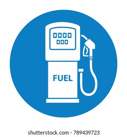 Gas fuel pump flat icon. Gasoline or petrol filling station sign.