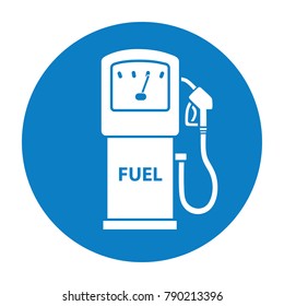 Gas fuel pump gauge flat icon. Gasoline or petrol filling station sign.