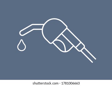 Gas fuel pump nozzle and drop line icon vector. Gasoline or petrol filling station sign.