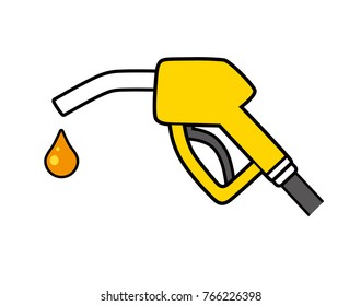 Gas fuel pump nozzle and drop. Gasoline or petrol filling station icon.