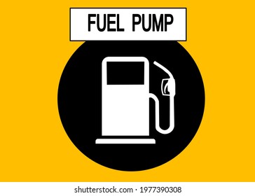 Gas fuel pump ,petrol filling station icon. Isolated on yellow background. Flat style. Vector illustration.